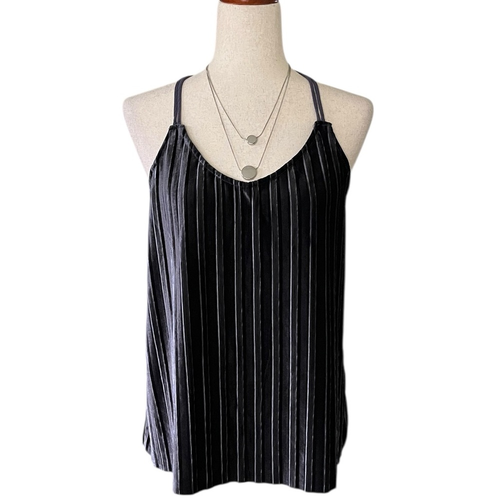 Charming Charlie Charcoal Velour Racer Back Top